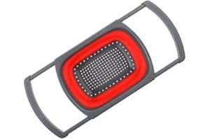 LHKJ Scolapasta Multiuso in Silicone,Colino Pieghevole per Cibo Verdura Frutta,Senza BPA(rosso)