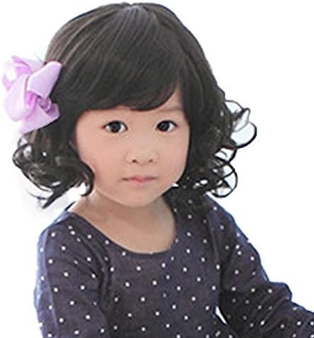 Rise World Wig New Fashion Black Curly Wigs for Kids Child Bangs Heat Friendly Cosplay Wig by Rise World Wig