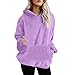 Produktbild TianWlio Damen Hoodie Frauen Langarm Hoodie Mode Langarm Herbst Winter Hooded Sweatshirt Mantel Winter warme Wolle Reißverschluss Taschen Baumwolle Mantel Outwear (Lila, L)