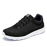  NDB Herren Leichtes Turnschuhe Sportschuhe Laufschuhe (45 EU, Schwarz (Black White))