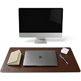 40x90 El Yapımı Deri Masa Pad - Premium Kaymaz Deri Mousepad Ve Klavye Altlığı - S&uuml;men Masa Matı (Acı Kahve)