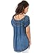 Womens Gypsy Boho Loose Lightweight Off Shoulder Top Blouse Tunic Shirt (Denim,Small-Medium)