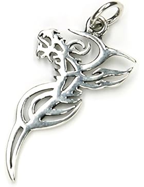 Drache Schmuck Kettenanhänger 925er Silber, Länge mit Öse: 4,5cm
