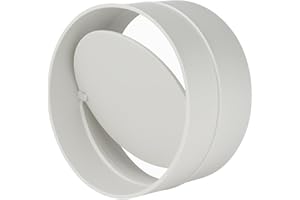 MKK Łącznik z zaworem zwrotnym, klapa zwrotna, łącznik, rura wentylacyjna, okrągły kanał, system wentylacyjny, łącznik rurowy Ø 100 mm, biały
