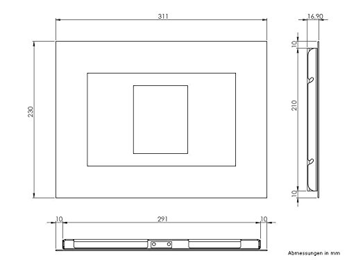 TabLines TWE001 EDELSTAHL Tabletwandeinbau, Metall, edelstahl, 25,5 x 33,8 x 4,5 cm - 7