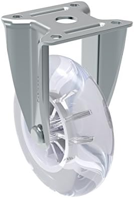 Schioppa, FLAP 310 GEL Clear, 3" (75 mm) Rigid Non-Brake Caster, Non-Marking Polyurethane Wheel, 90 lbs, Plate: 1-21/32 x 1-21/32" (BH 1-1/4 x 1-1/4")
