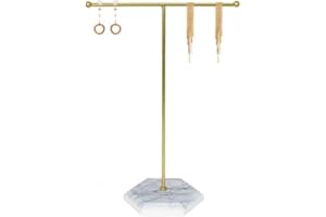 DECORDWELL Porta Gioielli con Barra a T in Metallo, Porta Collane e Orecchini, Supporto per Orecchini, Organizer per Gioielli, Esposizione di gioielli a T, per riporre bracciali e Orecchini, Anelli(Bianco)