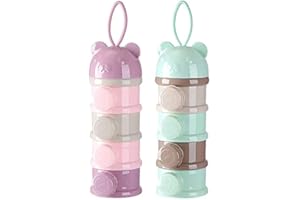 WEISHA 2pcs Doseur Bébé 4 Compartiments Distributeur de Bébé Poudre de Lait de Formule, Boîte Doseuse Distributeur, Boîte de Lait Portative de Poudre de Lait de Formule Infantile Peut être Empilée