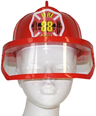 Halloweenia FIRE DEPARTMENT Helmet with Visor – Child Fire Brigade Accessories Hat, Red