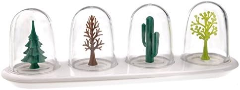 Yiliay 4Pcs Plastic Spice Jar Bottle Kitchen Seasoning Box Salt and Pepper Shaker Set With Holes-Four Seasons Plant