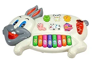 Toyshine Rabbits Musical Piano with 3 Modes Animal Sounds, Flashing Lights & Wonderful Music,Plastic,White