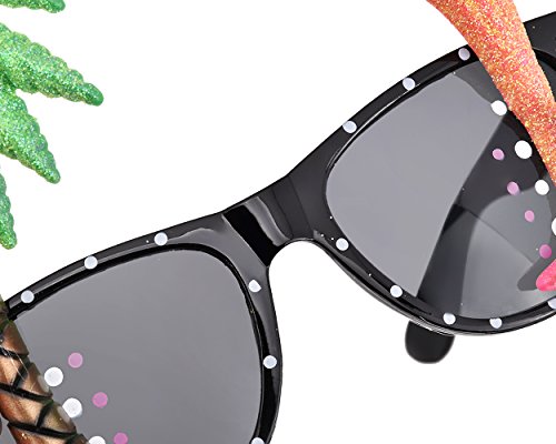 DSstyles 2 Stück Hawaiianische Tropische Neuheit Sonnenbrille Flamingo Papagei Baum Party Brille für Verrücktes Kleid - 7