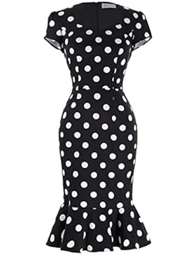 Belle Poque® Damen 50er Jahre Kleid Vintage Retro Rockabilly Kleid Mermaid Bleistift-Kleid