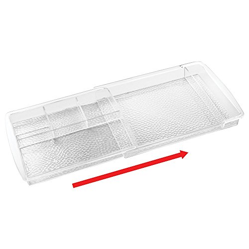 mDesign Ausziehbarer Kosmetik-Organizer für die Schublade für Waschtisch Schrank zum Aufbewahren von Makeup, Kosmetika – Durchsichtig - 4