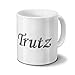 Produktbild Tasse mit Namen Trutz - Motiv Chrom-Schriftzug - Namenstasse, Kaffeebecher, Mug, Becher, Kaffeetasse - Farbe Weiß