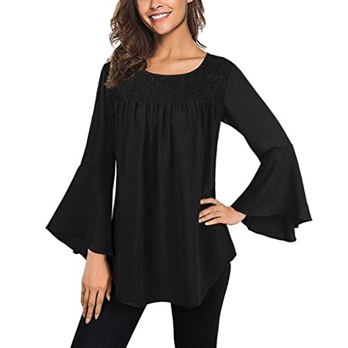 Preisvergleich Produktbild Damen Oberteile Elegante Frühling Lautsprecherhülsen O-Ansatz Bluse DOLDOA