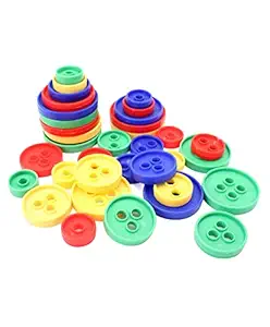 RUDRAMS Buttons & Threads Puzzle Sets Beads for Kids Early Learning || Montessori Educational Stringing Toy for Preschool Children || Building Blocks for Kids (Buttons & Threads)