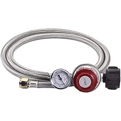 Liseng 0-30 Psi RéGulateur de Gaz Haute Pression RéGulateur de Gaz Propane RéGlable Tressé 3/8 Pouce éVasement Pivotant Connecteur Connecteur de Tuyau avec Jauge pour la Fonderie
