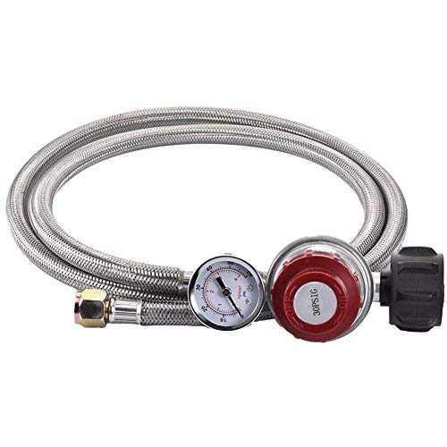 Liseng 0-30 Psi RéGulateur de Gaz Haute Pression RéGulateur de Gaz Propane RéGlable Tressé 3/8 Pouce éVasement Pivotant Connecteur Connecteur de Tuyau avec Jauge pour la Fonderie