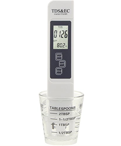 Water Quality Hardness Test Meter, Professional Digital TDS EC Temperature Meter 0~9990 ppm Measurement Range, +/- 2% Accuracy Water Quality Meter Home Drinking Water Pool Aquariums