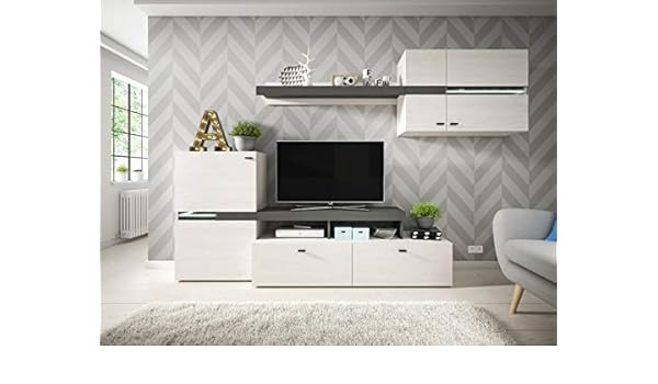 All4all Wohnwand Anbauwand Wohnzimmer Schrankwand Holzoptik Beleuchtung Jonas 13 Andersen Kiefer Grau Amazon De Kuche Haushalt