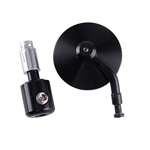 Allright 2 Stück Motorrad Spiegel Rund Lenkerendenspiegel Motorradspiegel Aluminium Rückspiegel 2,7 Zoll Lenkerspiegel Schwarz (Rund Lenkerendenspiegel)