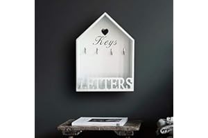 Garden mile Vintage White Chic White Wall Key Holder for Wall Wall Mounted Key Hooks Free Standing Car Key Holder for Hallway Living room Kitchen Decorative Home Storage Solution