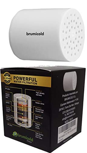 BRUMICOLD SPAIN recambio filtro ducha RF-01 cartucho universal,12 etapas compatible con filtro de 6/8/10 etapas