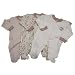 Baby Patterned Long Sleeve Sleep Suits Boy, Girl and Unisex Options (Pack of 3) (Height: 56cm Weight: 4.5kg (Newborn)) (Cream)