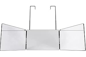 Hykiee Miroir 360 Coiffeur Homme Barbier- Miroir 3 Faces Self Cut Mirror Coiffure, RéGlable Porte Miroire triptyque de Maquillage, Miroir Douche Rasage