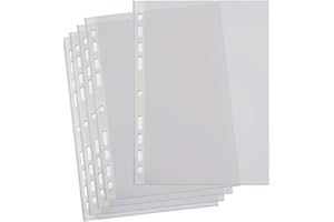 SUMMIT Punched Pockets, Clear A4 Plastic Sleeves, Reinforced Spine, Multi-Hole for Ring Binders, Pack of 200