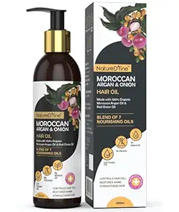 NatureDfine Moroccan Argan & Onion Hair Oil (For Hair Growth and Hair fall Control With Free from Harmful Chemicals & Mineral Oil) 200 ML