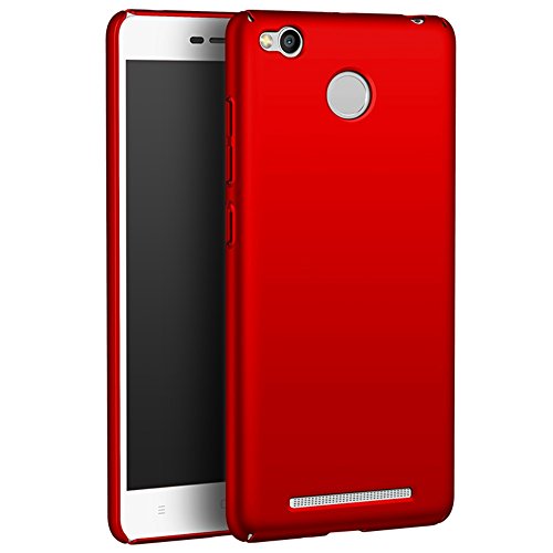 Bllosem Redmi 3S Coque,Redmi 3 Pro Coque, Haute Qualité Ultra Slim exquis réel peau Full Body Protection Housse pour Xiaomi Redmi 3S Rouge