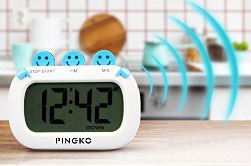 pingko Fashion Design Digital Küche Countdown Timer mit Big Display und Uhr und lauter Alarm – Weiß - 4