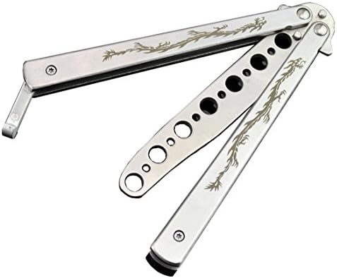 Yimai Dragon Laser Engraving Pattern Stainless Steel Balisong Butterfly Training Knife