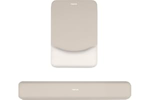 MOSISO Soporte Muñeca Ratón Alfombrilla&Teclado, Alfombrilla Rectángulo Ergonomía con Base Non-Slip Hogar/Oficina Alivio Dolor&Facilidad Teclear con Neopreno Tela&Memoria Espuma,Pietra Gris