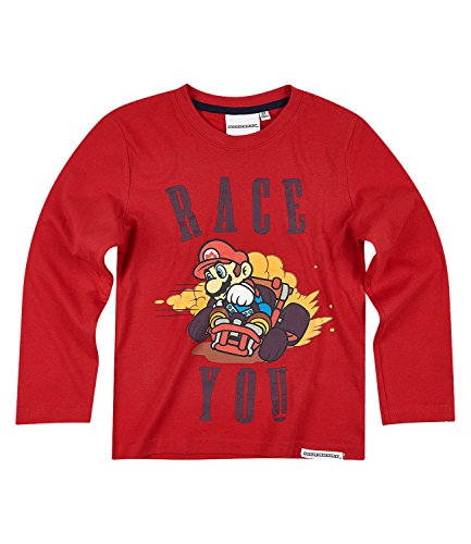 Super Mario Bros Boys Long Sleeve T-Shirt - red