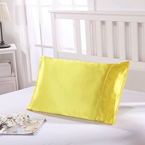 25 MOMME FAUX SILK SATIN CHARMEUSE MUTIL-COLOUR PILLOWCASE (lemon)