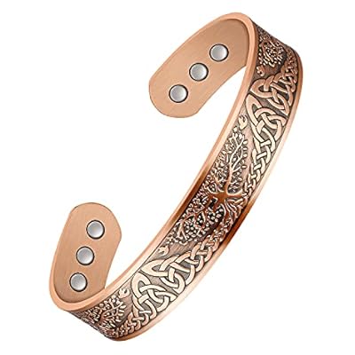 Jeracol Copper Magnetic Bracelets For Men Women,100% Solid Copper Magnetic Cuff Bangle With Powerful Magnets(each 3500 Gauss), Brazaletes With Ajsust Tool&jewelry Gift Box