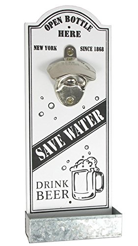 Wandflaschenöffner SAVE WATER - DRINK BEER New York Weiß
