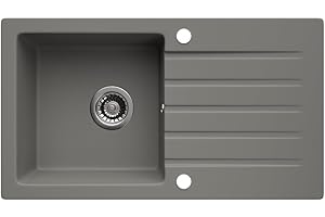 LINDBERGH® Küchen Granit-Spüle Grau "MEG33" mit Siphon, Verbundstoffe Made in Germany, Spülen Küche Matt Küchenspüle Spülbecken Kitchen Waschbecken Sinks Einbauspüle, inkl. Imprägnierung