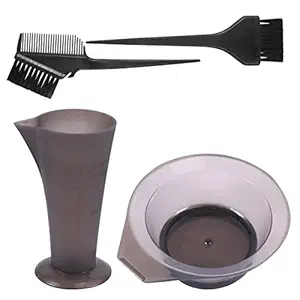 Solustre Hair Dye Brush and Bowl Set Measuring Cup Professional Hair Coloring Tool Kit Color Mixing Bowl Dyeing Tinting Brush Applicator or Home Barber Salon 4pcs