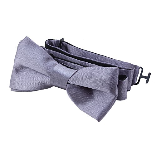 DonDon pajarita noble para niños - combinada y ajustable 9x 4,5 cm - de color gris - brillada con aire de seda