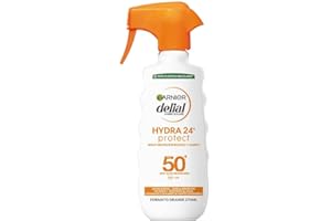 GARNIER Delial Spray Protector SPF 50 y HYDRA 24 Protección Resistente al Agua, Fórmula Hidratante No Grasa con Manteca de Karite de Fuentes Sostenibles Para una Piel Protegida, Hidratada y Suave 270ml