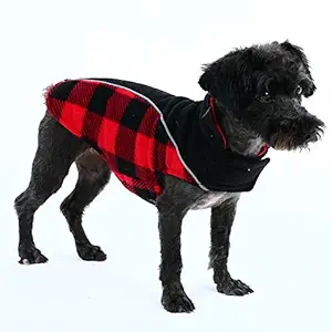 Reversible Dog Winter Coat Cold Weather Jacket for Large Medium Dogs??Windproof Waterproof British Plaid Warm Dog Vest Clothes??Pet Cozy Fleece Apparel for Samoyed Golden Retriver Husky Labrador