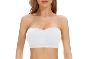 Cavotor Strapless Push Up Bra for Women Bandeau Bra Padded Stay Up Non-Slip Silicone Supportive Strapless Bras for Bigger Bust Non Wired Comfort Bralette