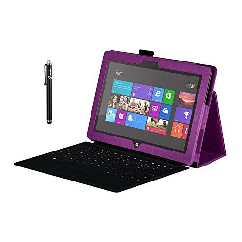Zeadio® Leder Tasche Hülle Schutzhülle Etui Case Cover mit Ständer für Microsoft Surface RT Tablet - Lila