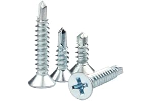 PERCTWARE 100pcs 4.2 * 13 mm Self Tapping Screws Metal Screws Self Drilling Screws for Metal Cross Countersunk Drill Tail Zinc Plated Iron(4.2 * 13mm)