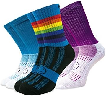 Blue Rainbow 3 Pairs For The Price Of 2 Pairs Saver Pack Calf Length Sports Socks, Cycling Socks, Tennis Socks, Basketball Socks