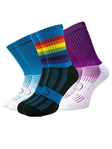 Blue Rainbow 3 Pairs For The Price Of 2 Pairs Saver Pack Calf Length Sports Socks, Cycling Socks, Tennis Socks, Basketball Socks